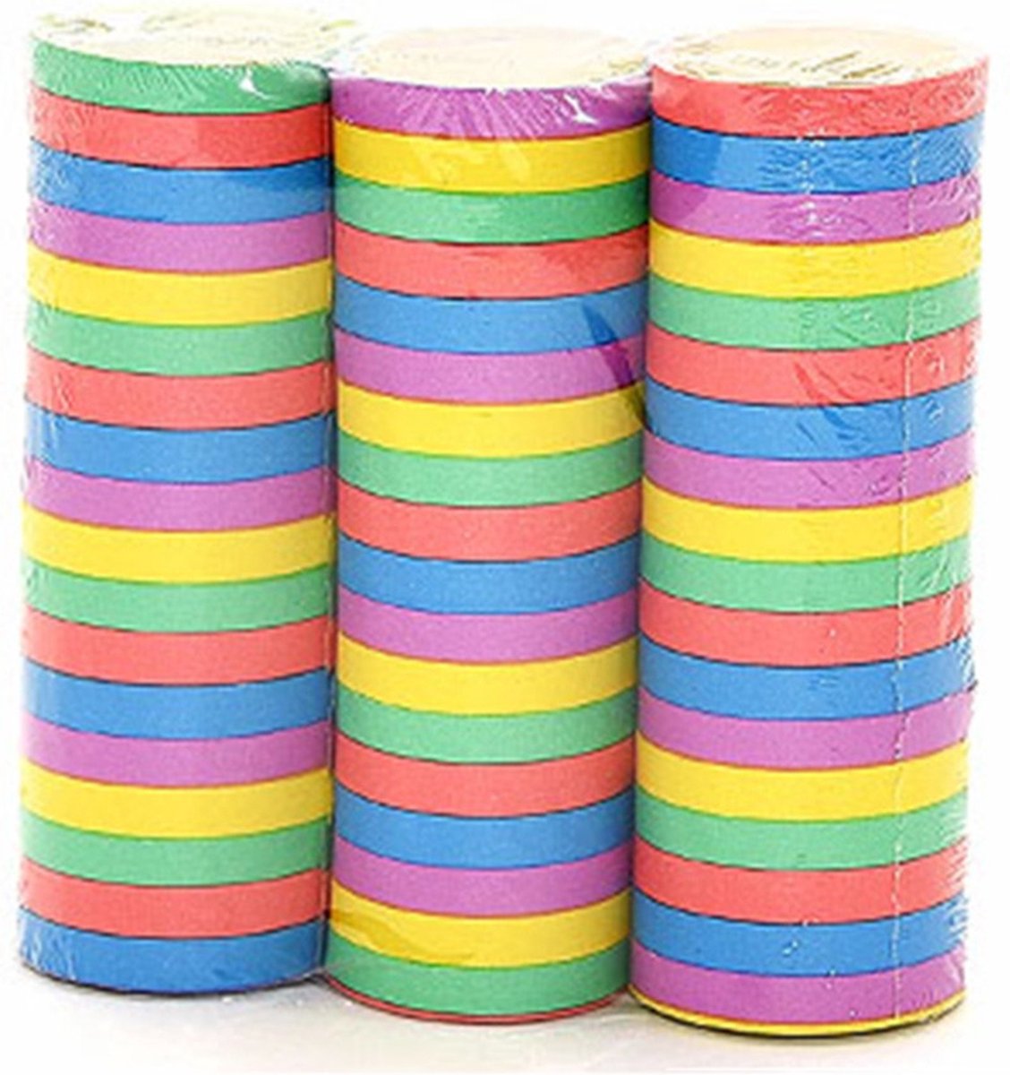   -  s - 3x rollen - gekleurde stroken mix - papier - feestartikelen