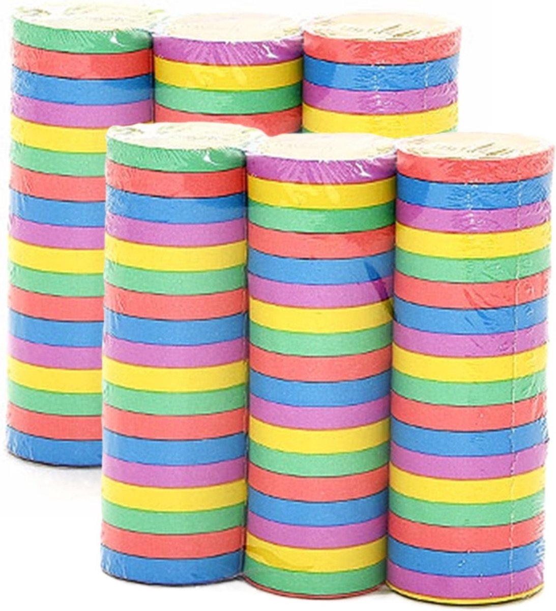   -  s - 6x rollen - gekleurde stroken mix - papier - feestartikelen