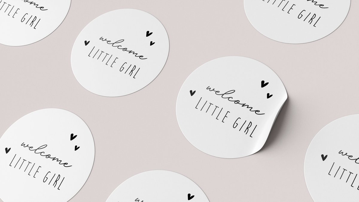 SLUIT STICKERS - GEBOORTE- MEISJE - GIRL - WELKOM - SLUITSTICKERS - 15 STUKS - 2.5 CM