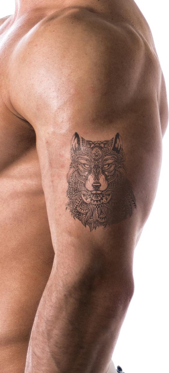   Realisme Tattoos- Henna Plak Tattoos / Tijdelijke Tattoo / Nep Tatoeage / Fake Temporary Tattoo - Wolf - 4x