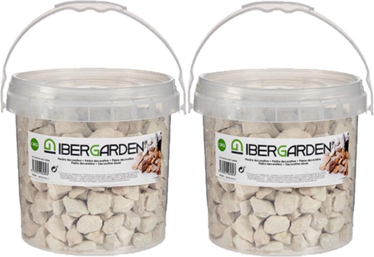 2x pakjes decoratie steentjes/kiezels beige grof 3 kg - Aquarium bodembedekking