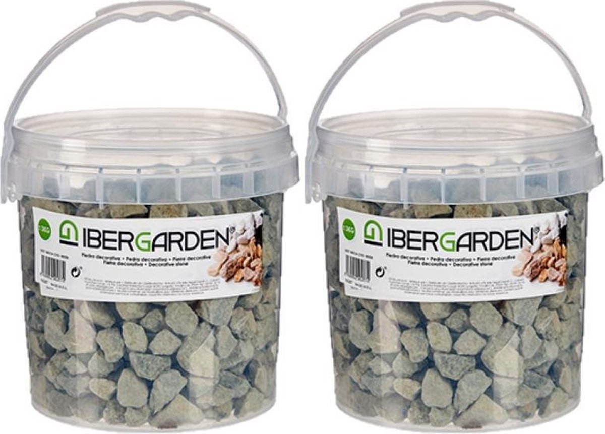 2x pakjes decoratie steentjes/kiezels grijs grof 3 kg - Aquarium bodembedekking