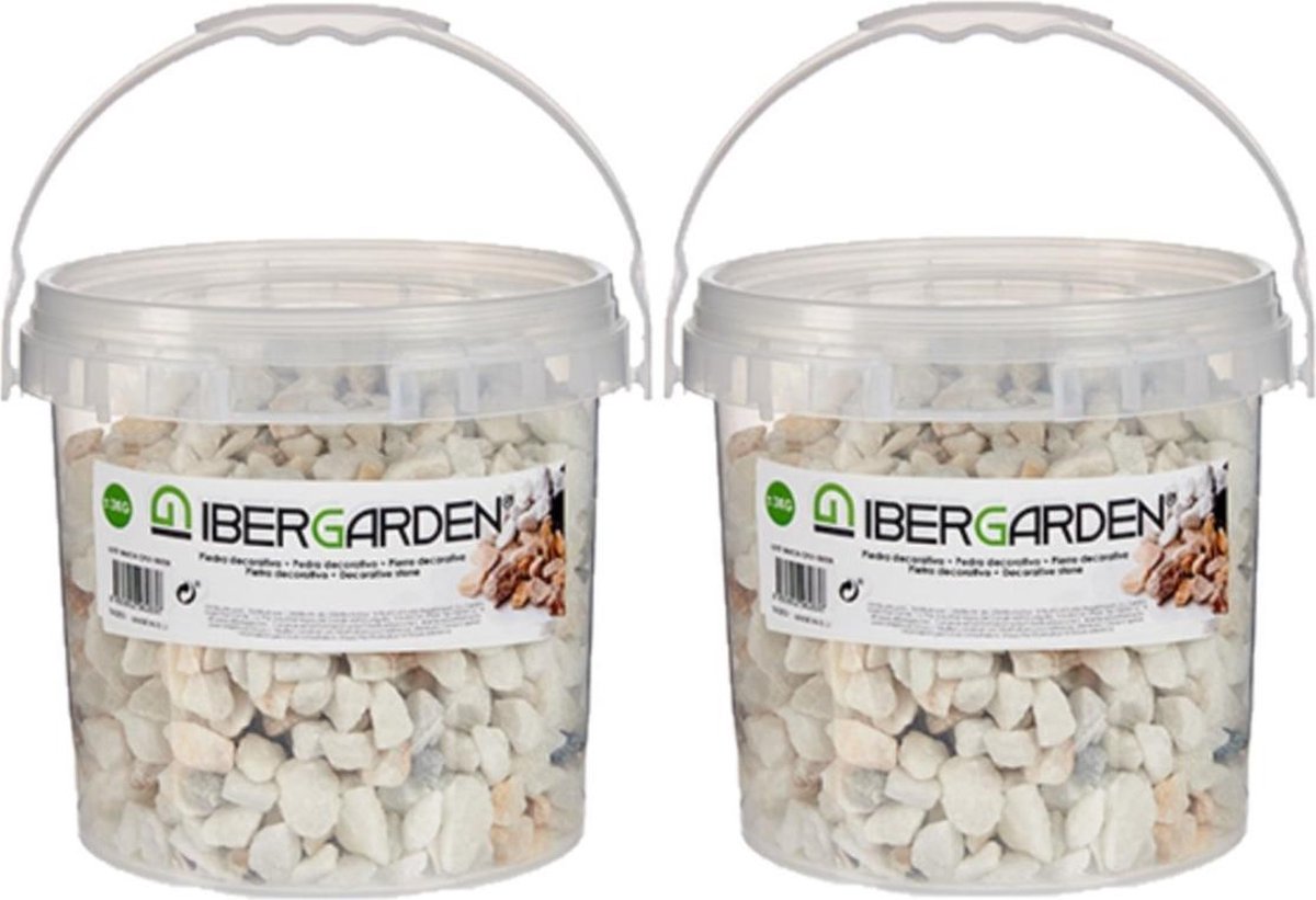 2x pakjes decoratie steentjes/kiezels wit grof 3 kg - Aquarium bodembedekking