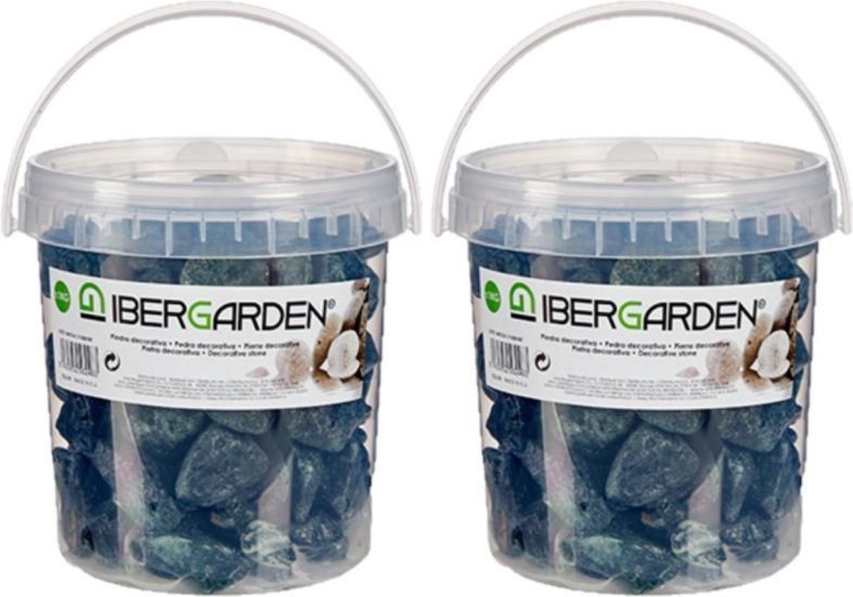 2x pakjes decoratie stenen/kiezels antraciet 2 kg - Aquarium bodembedekking