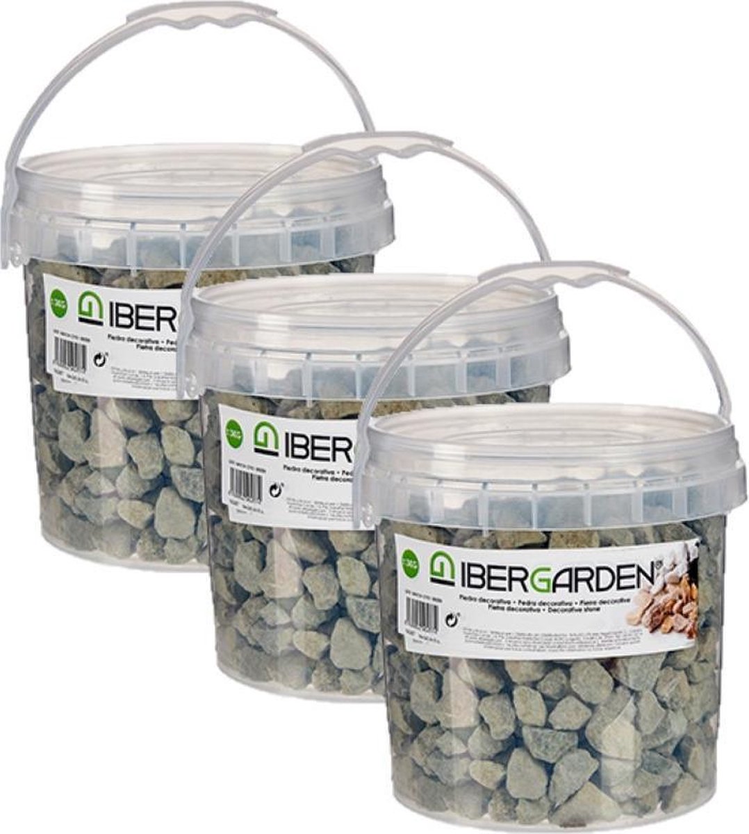 3x pakjes decoratie steentjes/kiezels grijs grof 3 kg - Aquarium bodembedekking