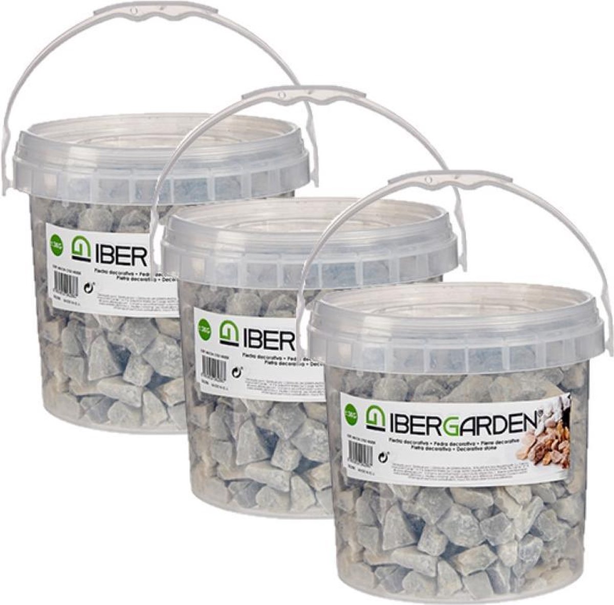 3x pakjes decoratie steentjes/kiezels lichtgrijs grof 3 kg - Aquarium bodembedekking