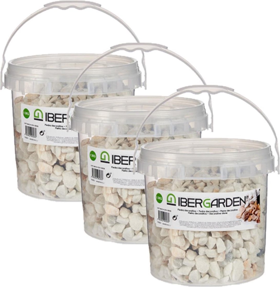 3x pakjes decoratie steentjes/kiezels wit grof 3 kg - Aquarium bodembedekking