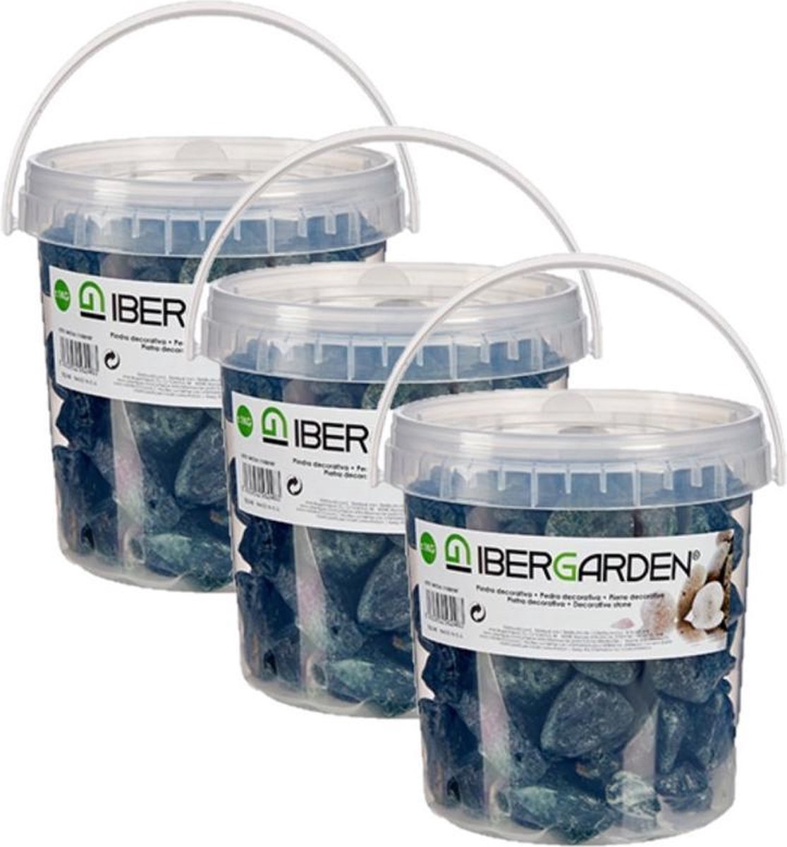 3x pakjes decoratie stenen/kiezels antraciet 2 kg - Aquarium bodembedekking