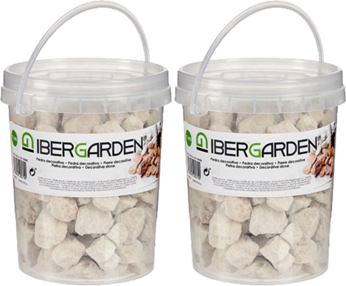 4x pakjes decoratie steentjes/kiezels beige klein 1,5 kg - Aquarium bodembedekking