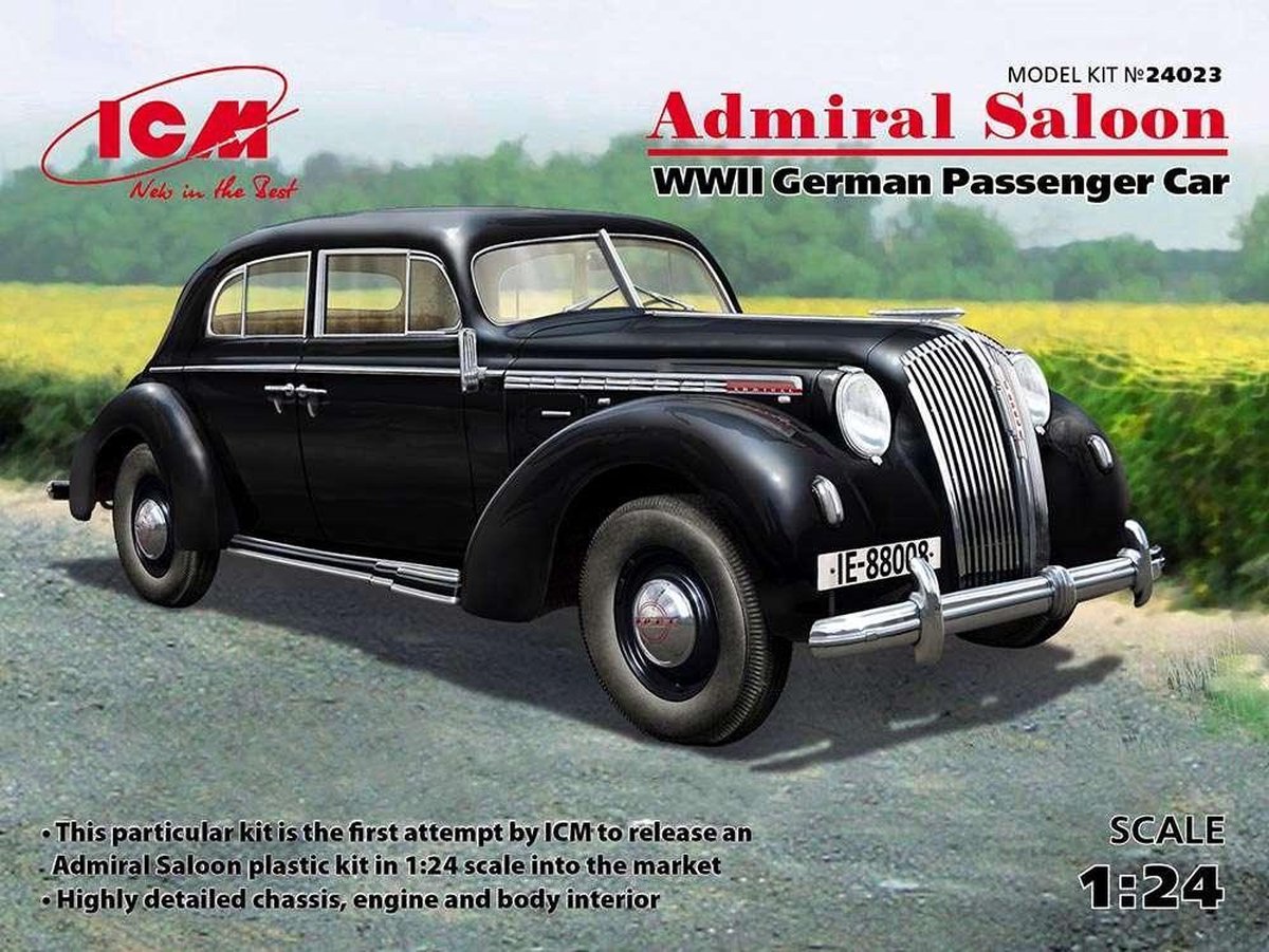 1:24 ICM 24023 Admiral Saloon, WWII German Passenger Car Plastic kit