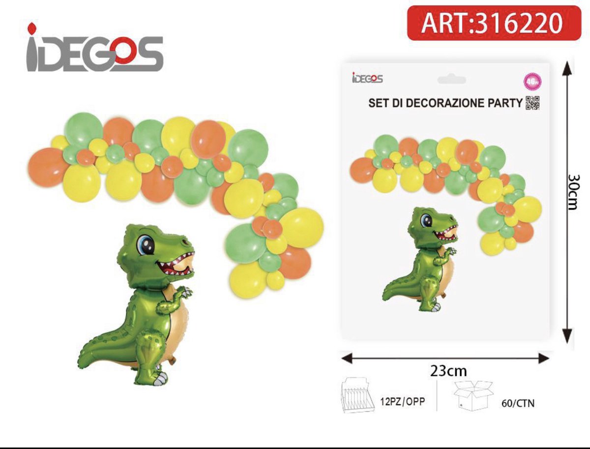 IDEGOS Ballonnen - Dinosaurus - Ballonboog - Folieballon - 46 pcs - Verjaardagversiering - Feestdecoratie - Kinderfeest - Party