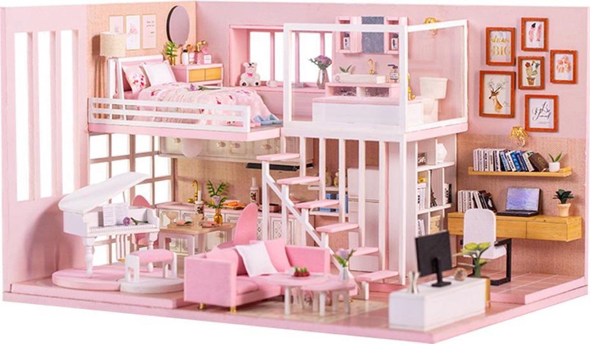 DIY Kawaii poppenhuis met LED - Dollhouse - Miniatuur hobby bouwpakket