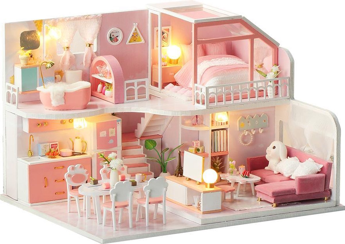 DIY Pinellia poppenhuis met LED - Dollhouse - Miniatuur hobby bouwpakket