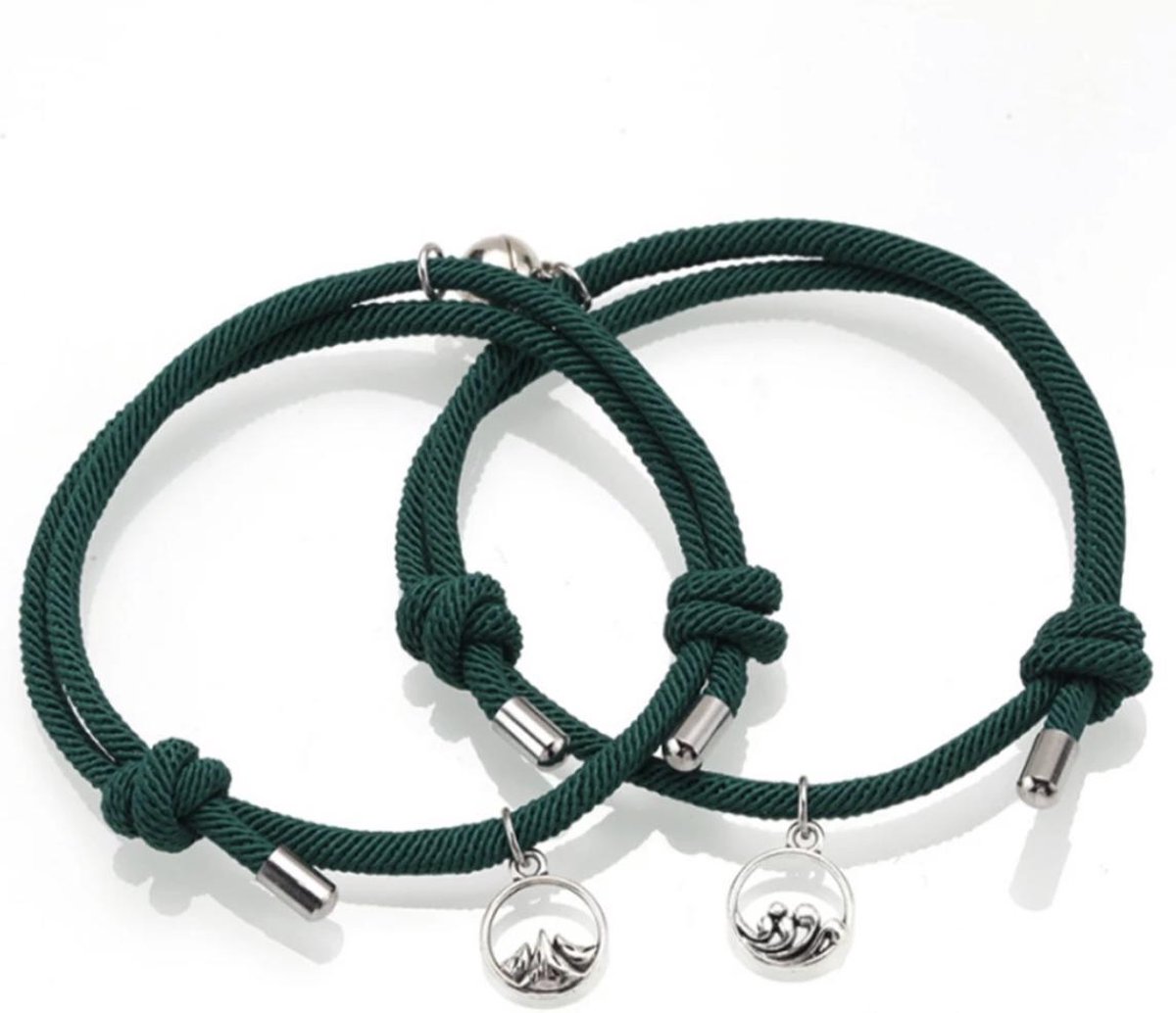 Armband set met magneet - Koppel armband - Groen - Armband dames - Armband heren - Romantisch cadeau - Vriendschap armband