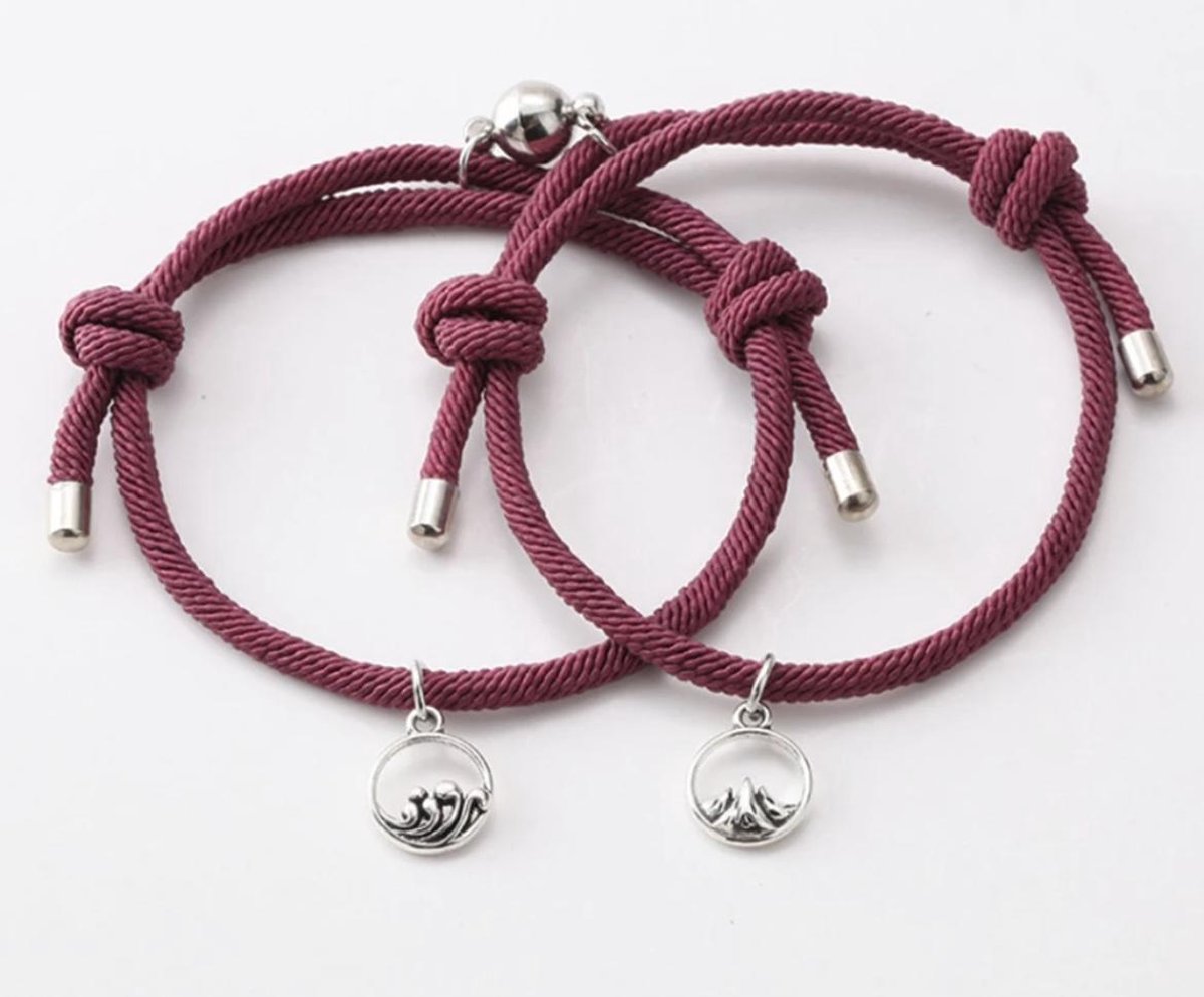 Armband set met magneet - Koppel armband - Rood - Armband dames - Armband heren - Romantisch cadeau - Vriendschap armband