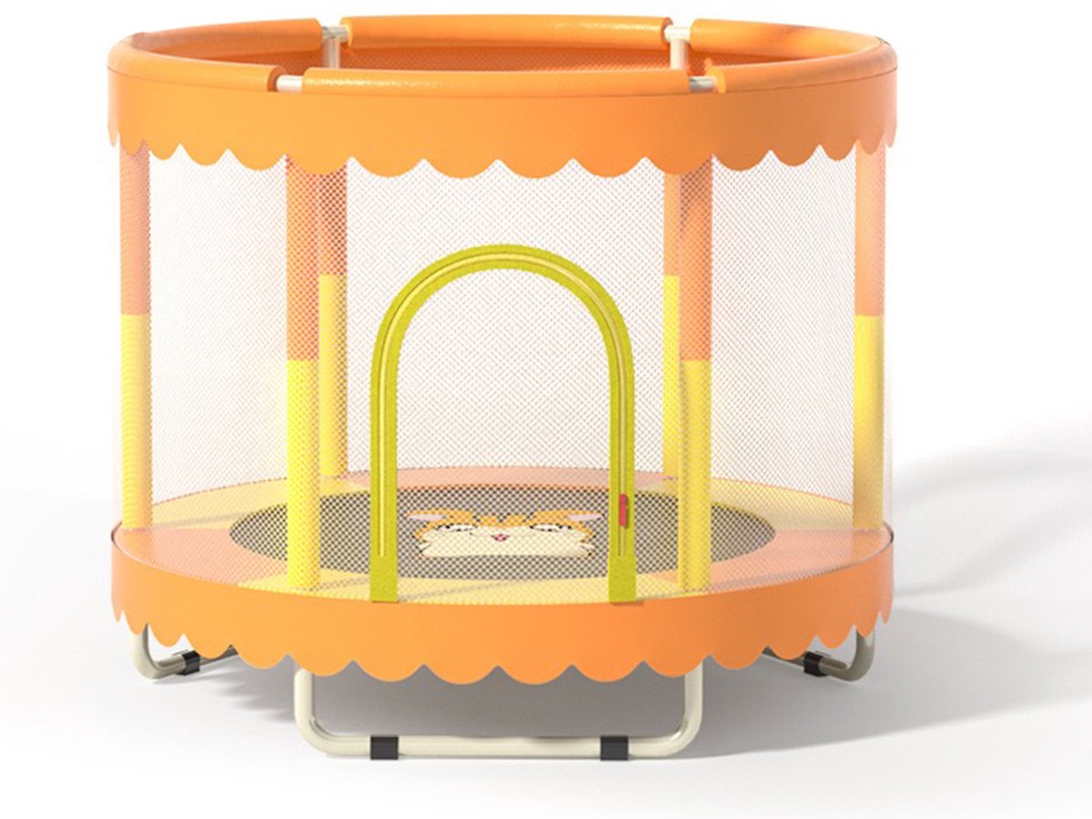 IKIDO trampoline - inclusief veiligheidsnet - 120cm - oranje - trampoline voor kinderen - huishoudelijk speelgoed - tot 250kg