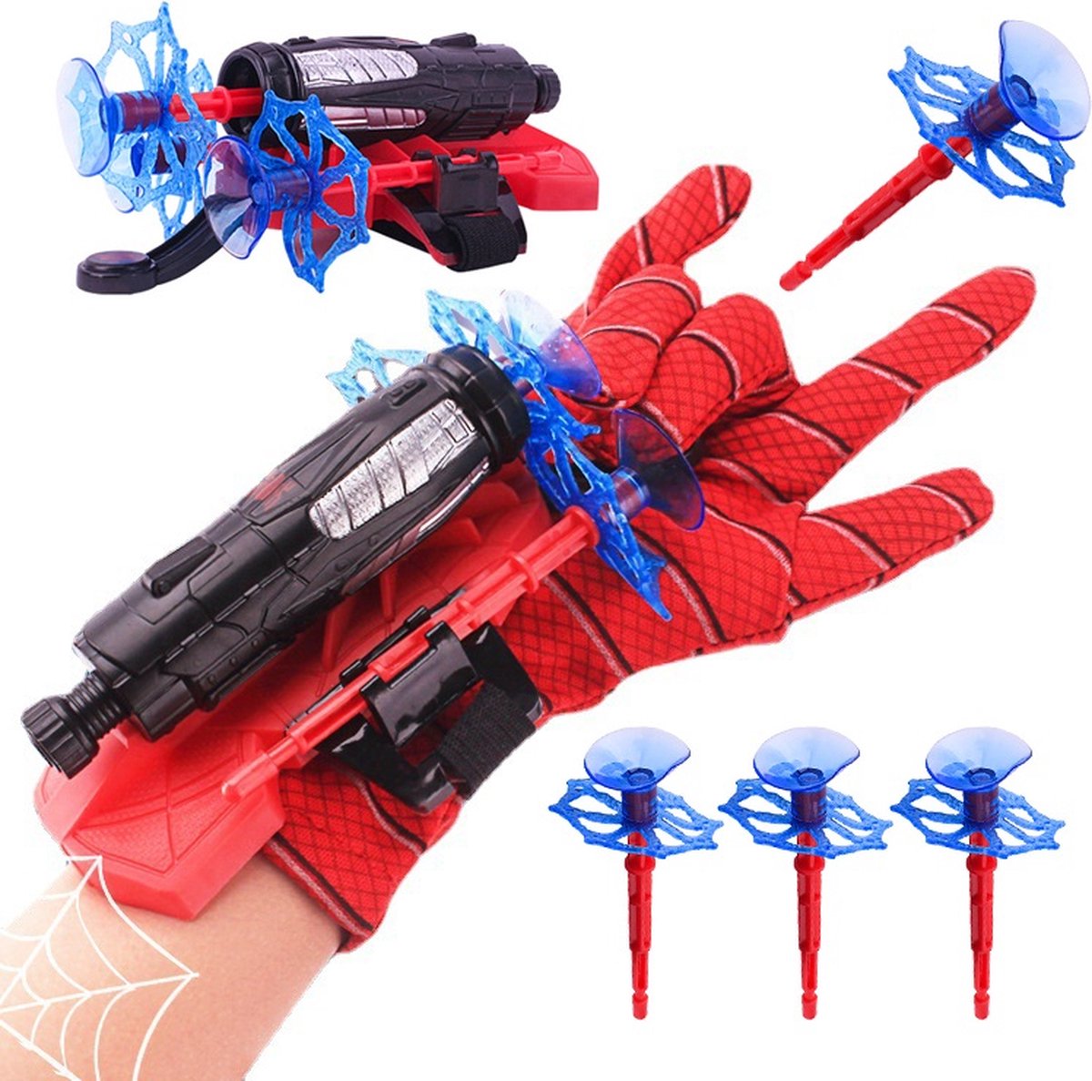 Spiderman Web Shooter Handschoen met 3 Pijltjes - Spider Speelgoed Handschoen Launcer - 3 Darts met Zuignap