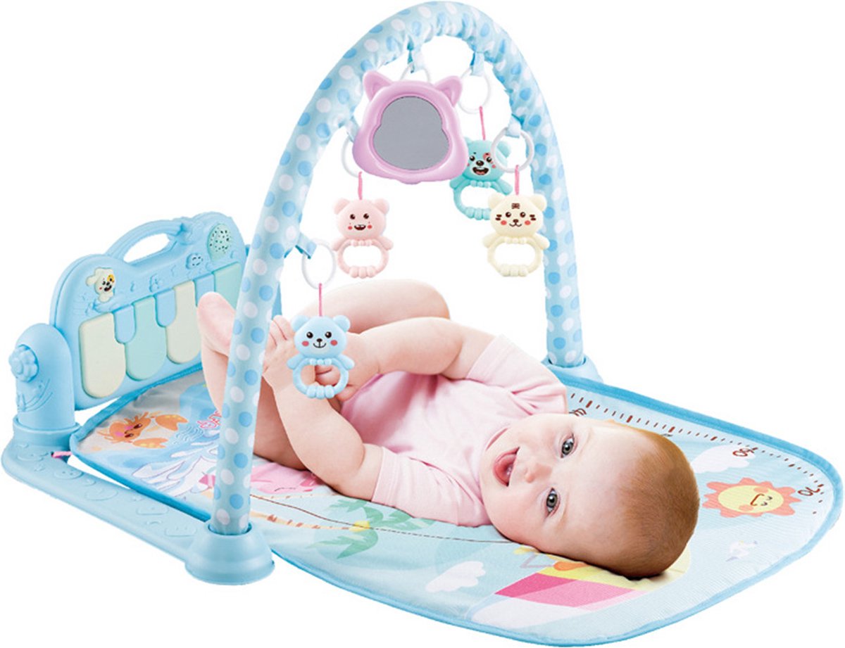 INSMA 3 in 1 Babygym - Speelgoed 1 Jaar - Speelmat baby - Blauw