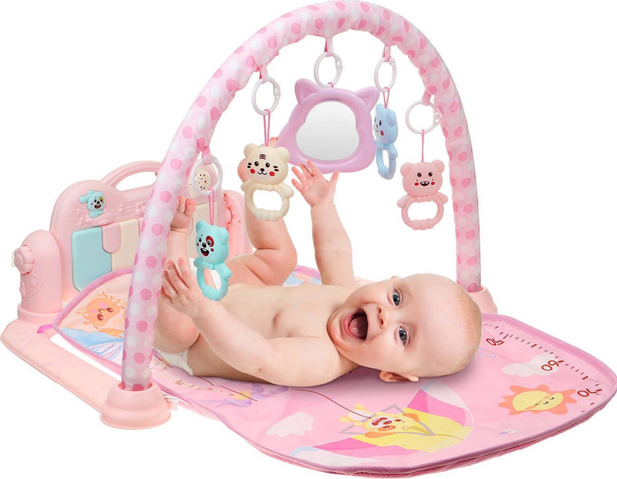 INSMA 3 in 1 Babygym - Speelgoed 1 Jaar - Speelmat baby - Roze