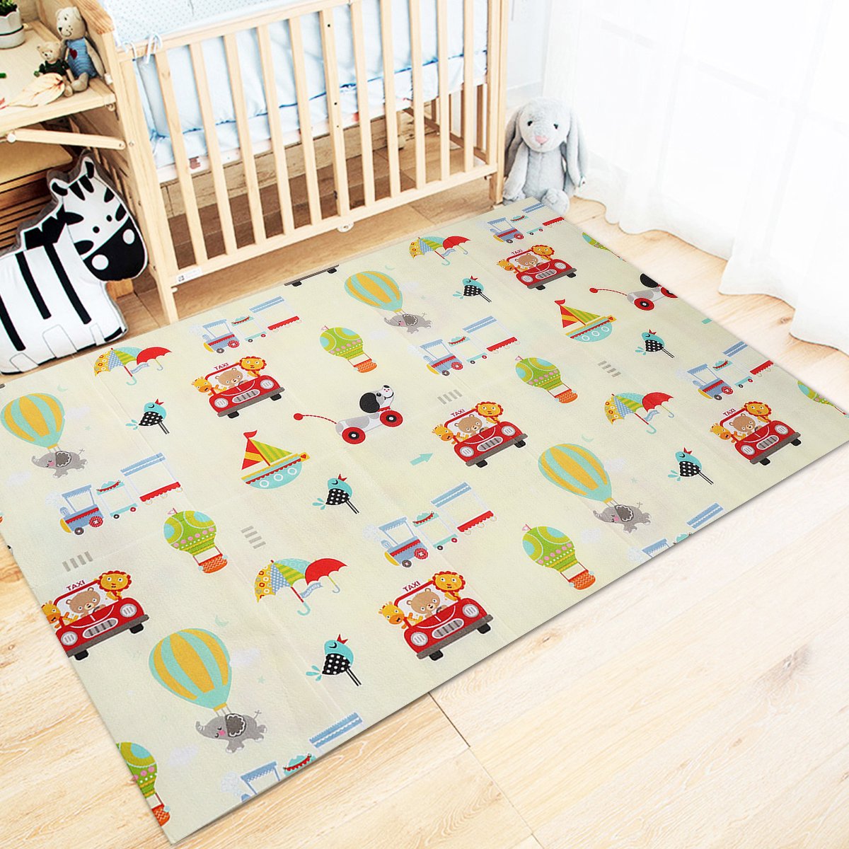 INSMA Speelmat Auto Baby - 180x100cm Speeltapijt Kind - Beige