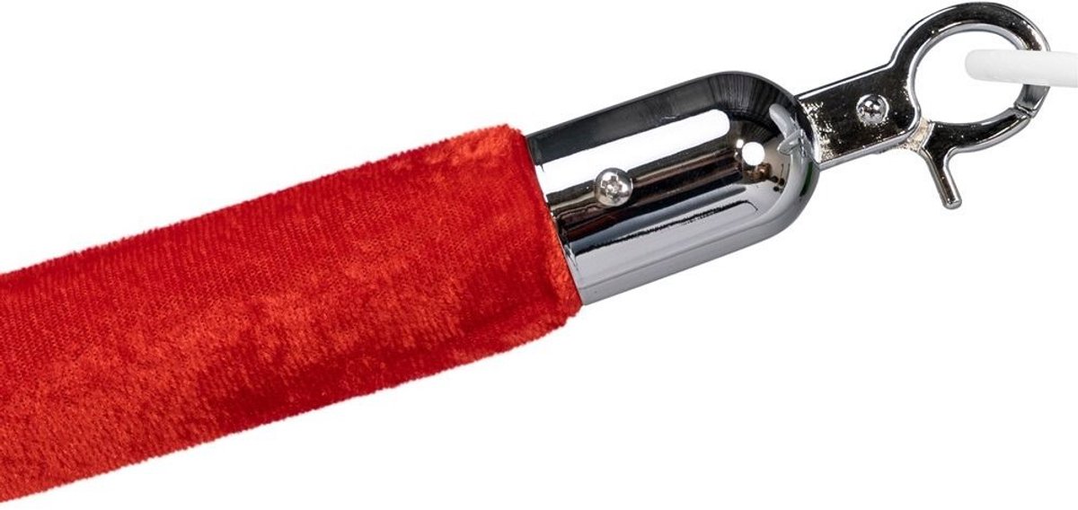 Afzetkoord voor rode loper paaltjes - Rood velours - Chroom sluiting