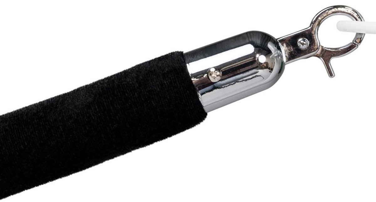 Afzetkoord voor rode loper paaltjes - Zwart velours - Chroom sluiting