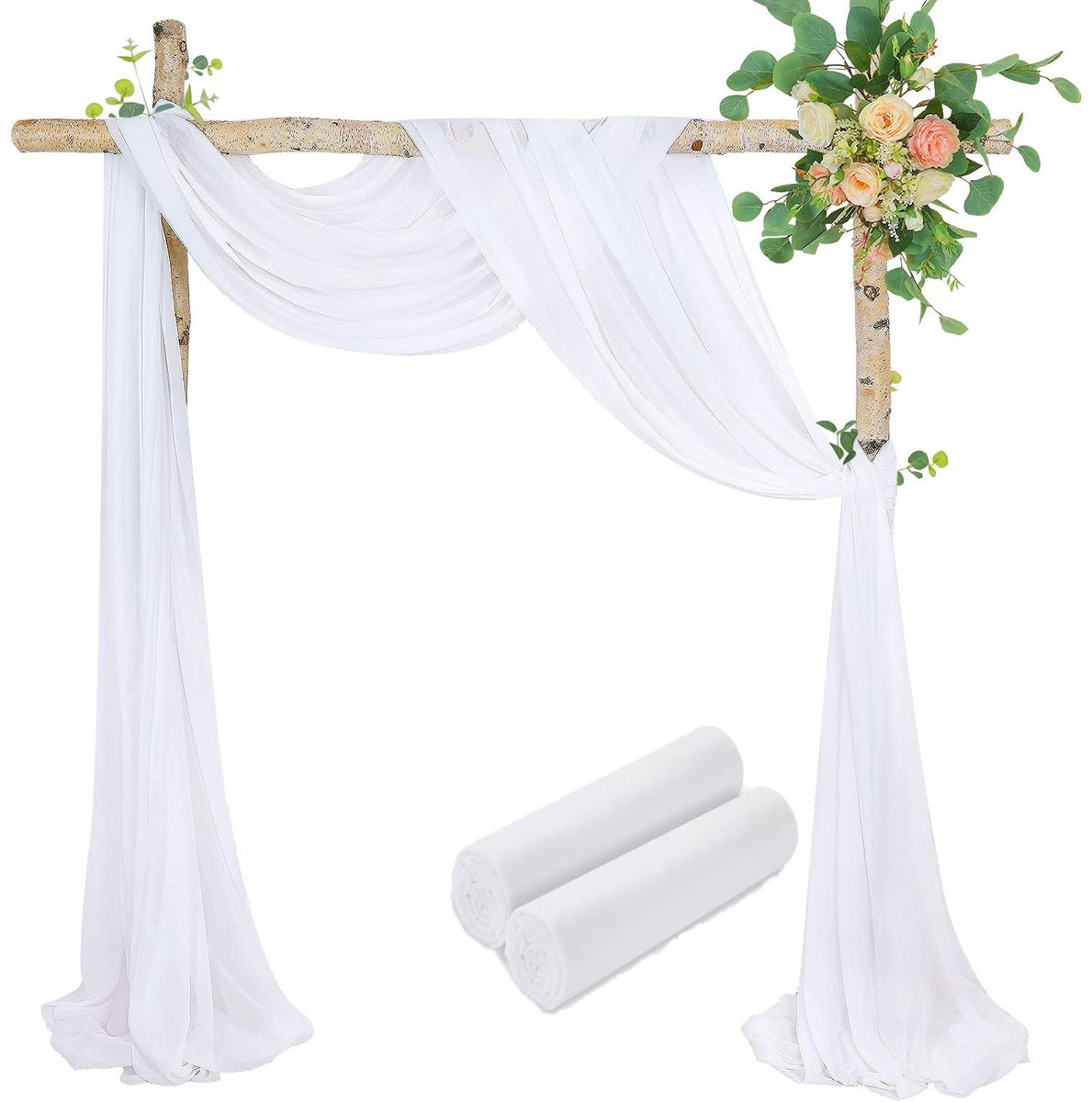 Ibenzoa® Elegante Transparante Gordijnen voor Bruiloft Achtergrond en Feestdecoratie, Set van 2