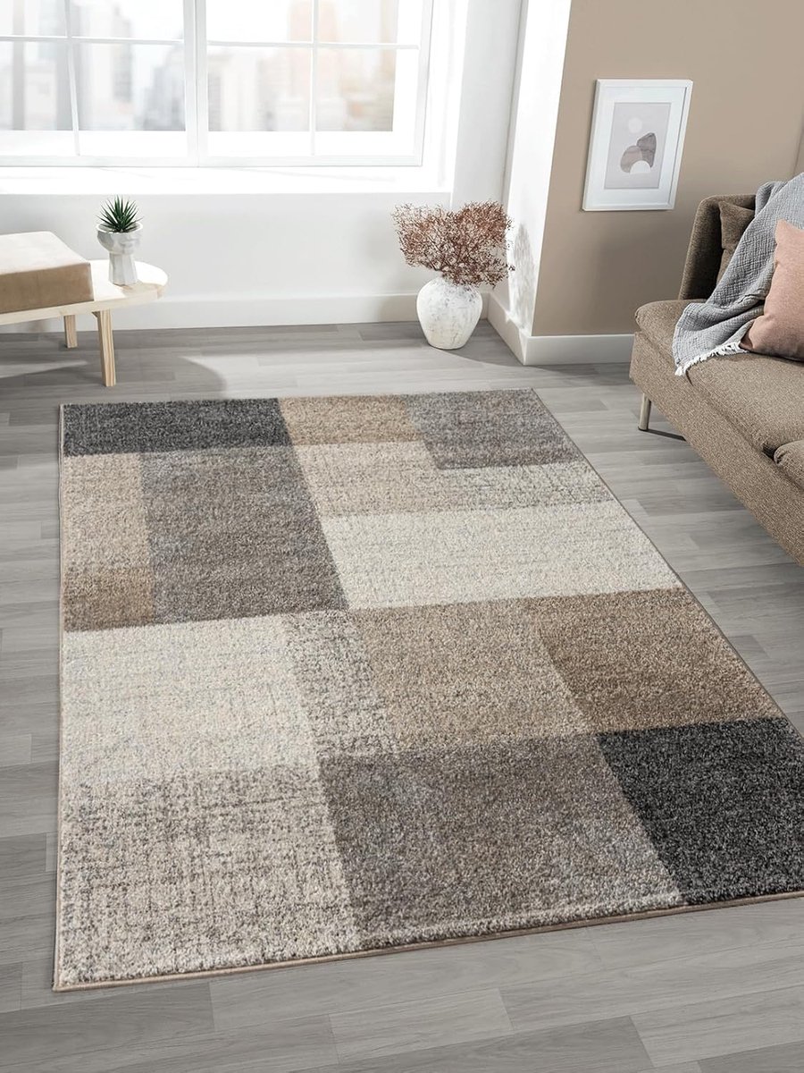 Ibenzoa® Geometrisch Patronen Vloerkleed Beige 140x200 cm – Textielkwaliteit