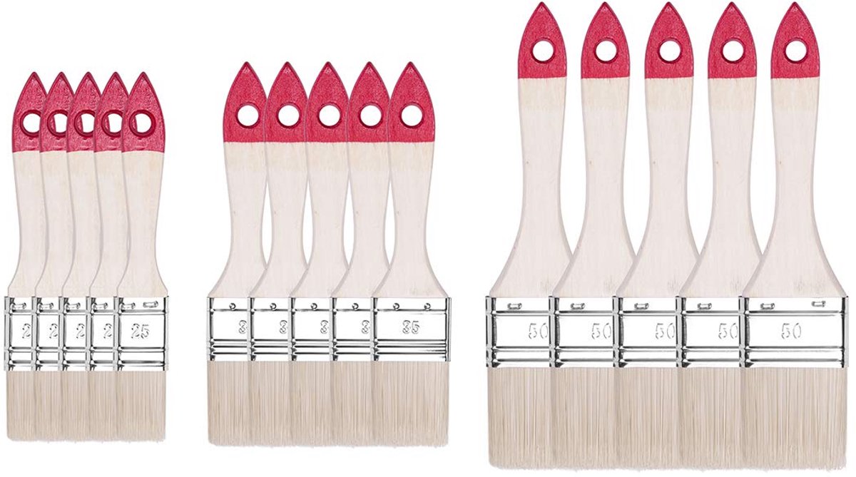 Ibenzoa® Platte Kwasten Set – 15 Delen, 1 Inch & 3.8 cm