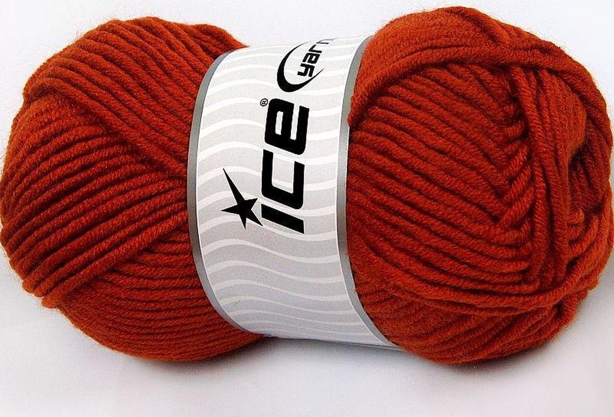 Ice yarns -  kleur koper breiwol dik kopen merinowol 50% gemengd met 50% acryl garen – breigaren 100gram per bol pendikte 7 mm – chunky wol garen haken en breien met plezier