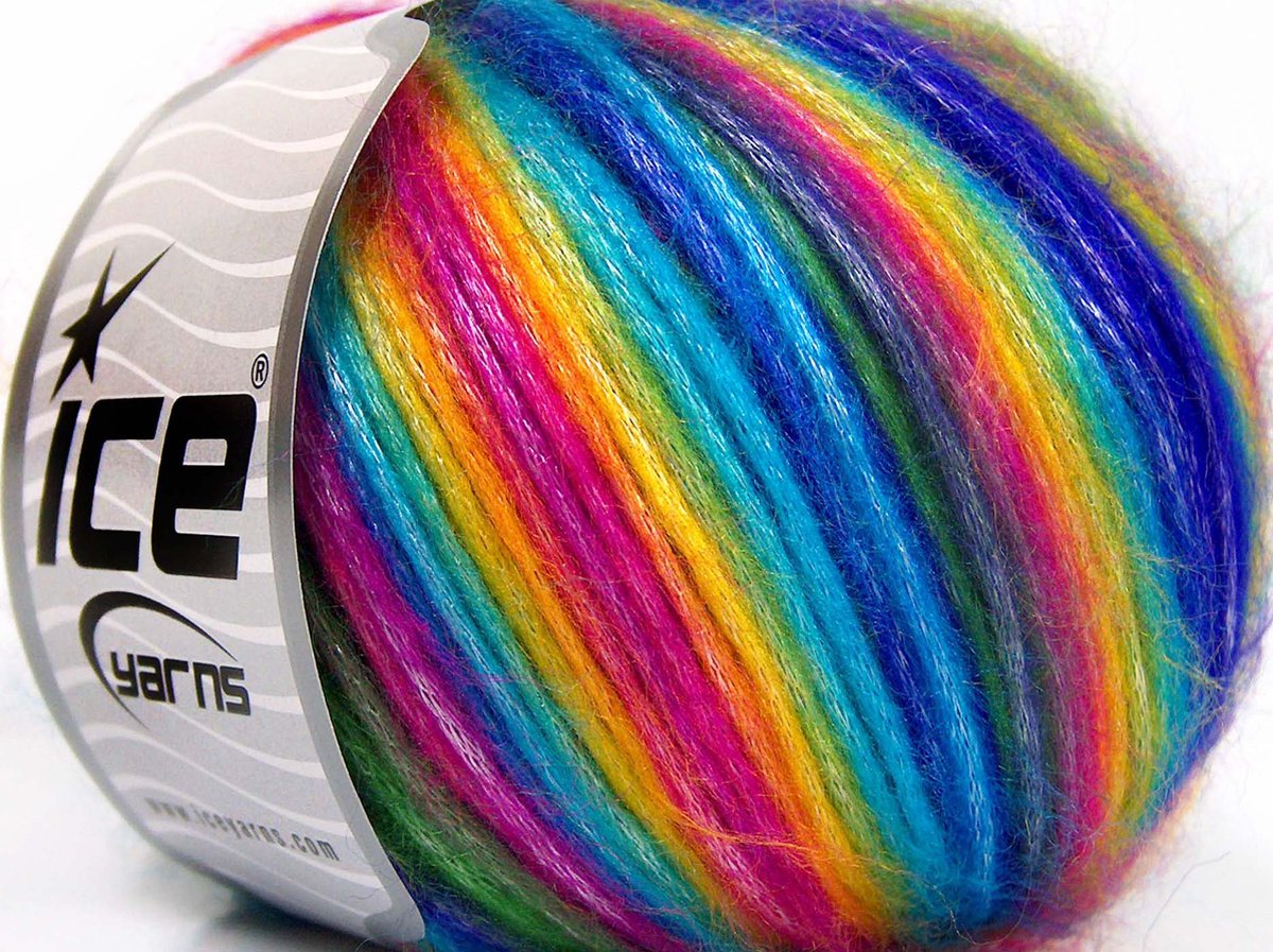 Regenboog garen pakket 8 x 50gram-breiwol gemeleerd pendikte 5mm looplengte 115 meter per bol