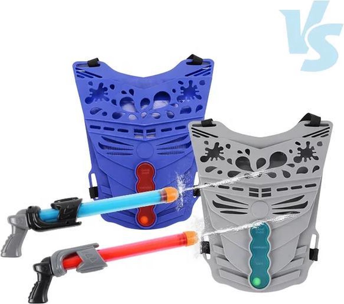 DUO WATERGAME SET van Iconproduct met 2xWaterpistolen + 2x Battlevesten - buitenspeelgoed - watergun - zomerspeelgoed - zwembad speelgoed - buitenspeelgoed - tuinspeelgoed - strandspeelgoedwaterpistool spel