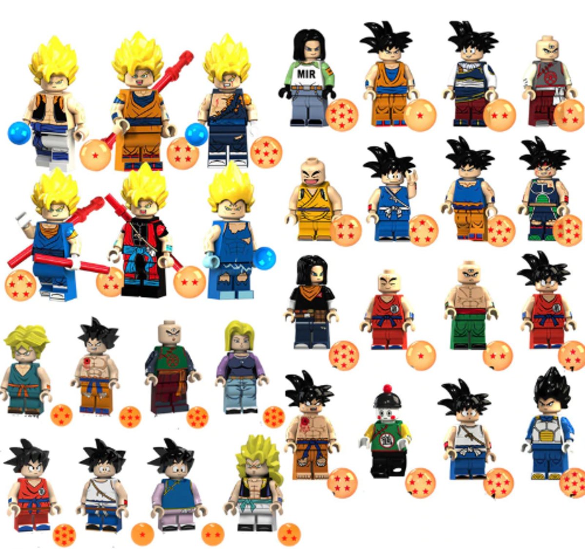 Dragon Ball z lego poppetjes en dragonballs 22 stuks - dragon ball z speelfiguren - superhelden lego - superhelden lego dragon ball z figuren - dragon ball super