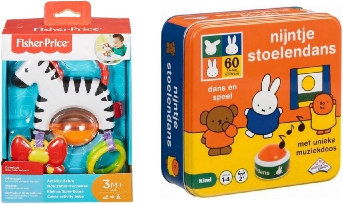 Babyset - 0-3 jaar - Grijpspeelgoed & Kinderspel - Activiteiten Zebra & Nijntje Stoelendans