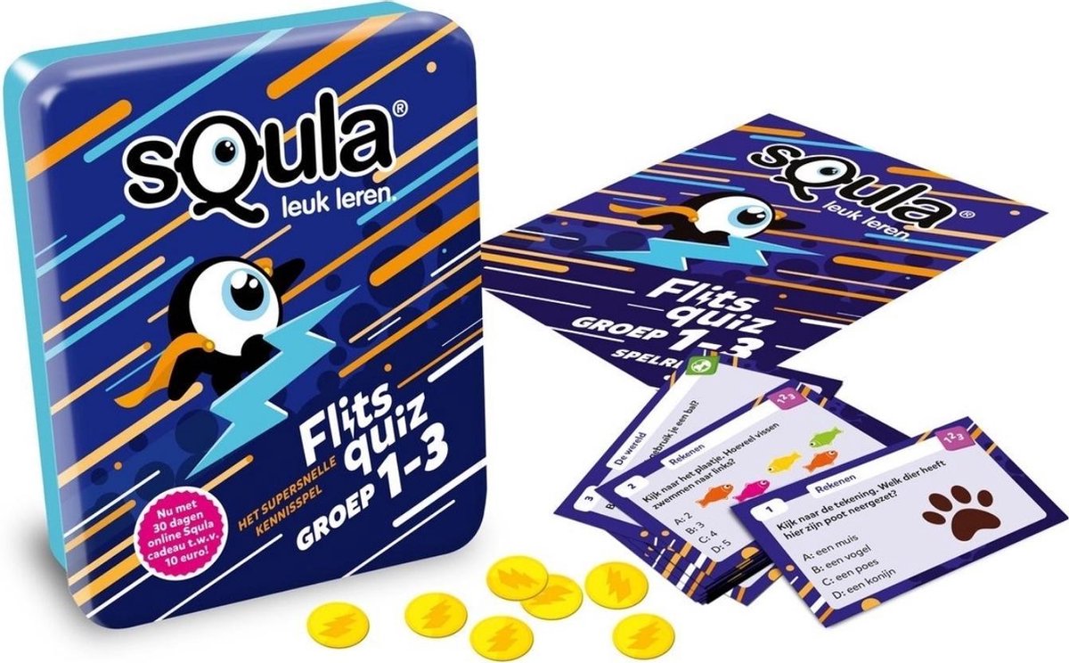 Educatieve spellenbundel - Squla - 3 stuks - Flitsquiz Groep 1 t/m 8 - Kaartspel