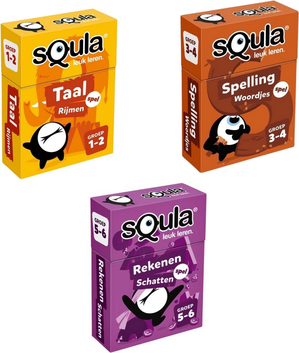 Educatieve spellenbundel - Squla Kaartspellen - 3 stuks - Groep 1 t/m 6