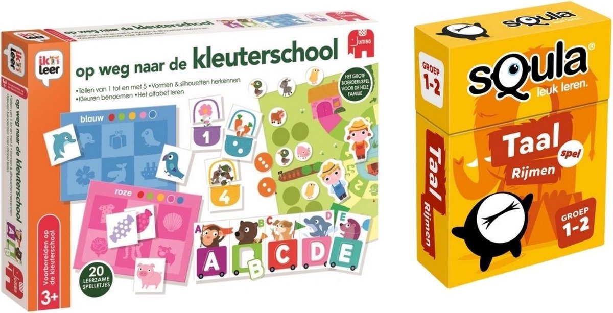 Educatieve spellenbundel -3 tot 7 jaar- Op weg naar de kleuterschool & Spel Squla Taal Rijmen