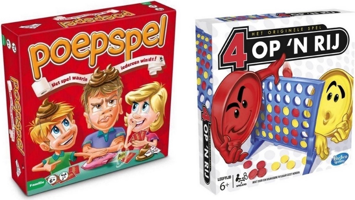 Spellenbundel - 2 Stuks - Poepspel & Hasbro 4 Op N Rij