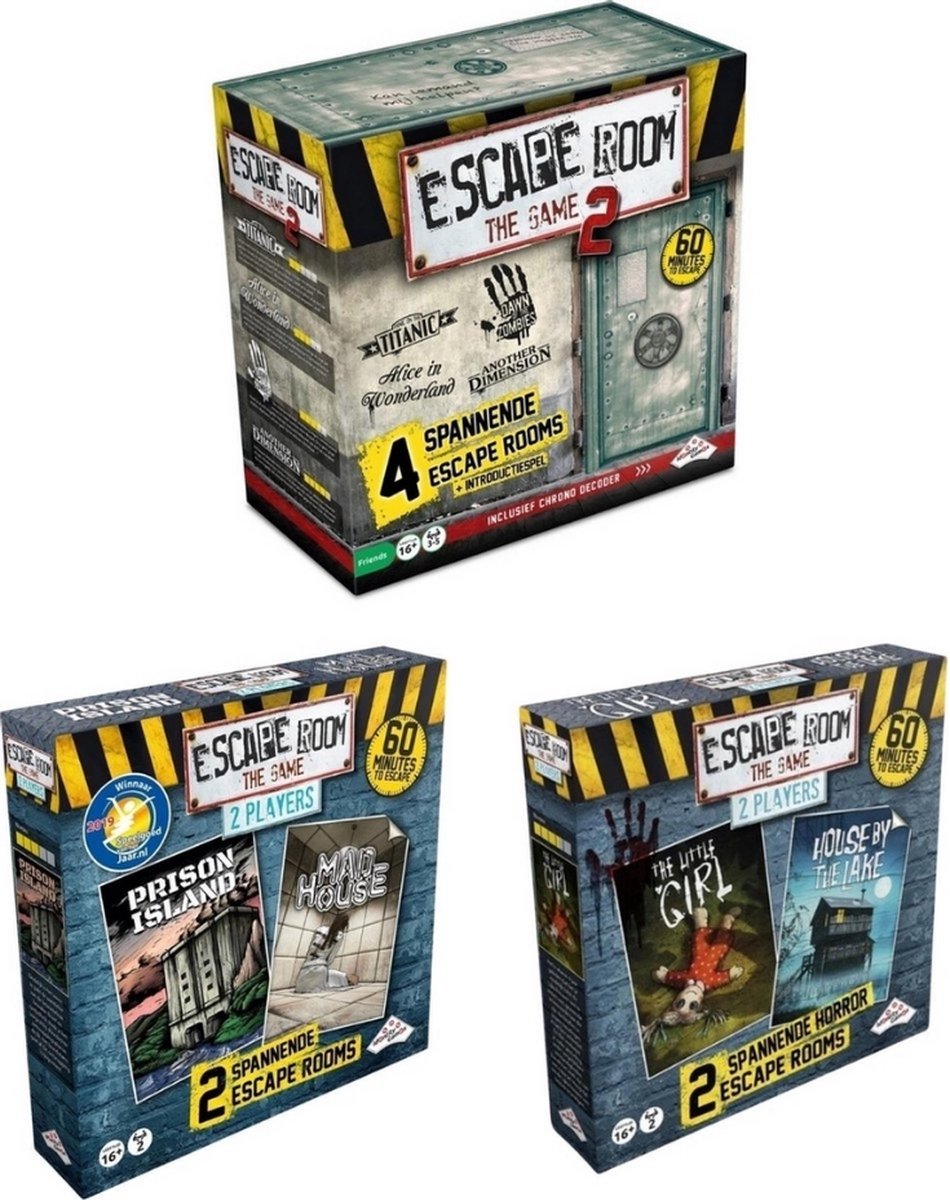 Spellenbundel - Escape Room - 3 Stuks - The Game basisspel 2 & 2 Player Uitreidingen Horror & Mad House