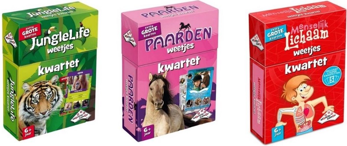 Spellenbundel - Kwartet - 3 stuks - Junglelife Kwartet & Paarden Kwartet & Menselijk Lichaam Kwartet