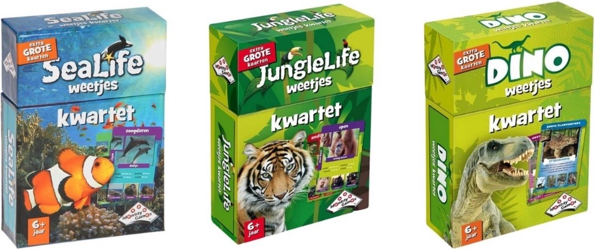 Spellenbundel - Kwartet - 3 stuks - Sealife Kwartet & Junglelife Kwartet & Dino Kwartet