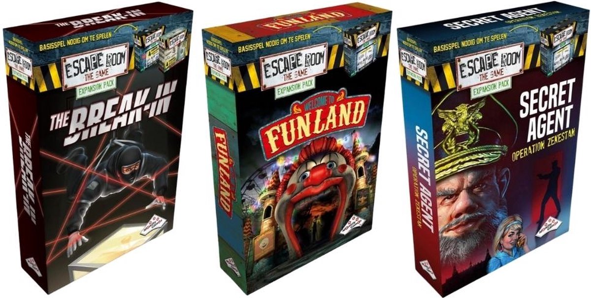 Uitbreidingsbundel - 3 Stuks - Escape Room - Funland & The Break-in & Secret Agent