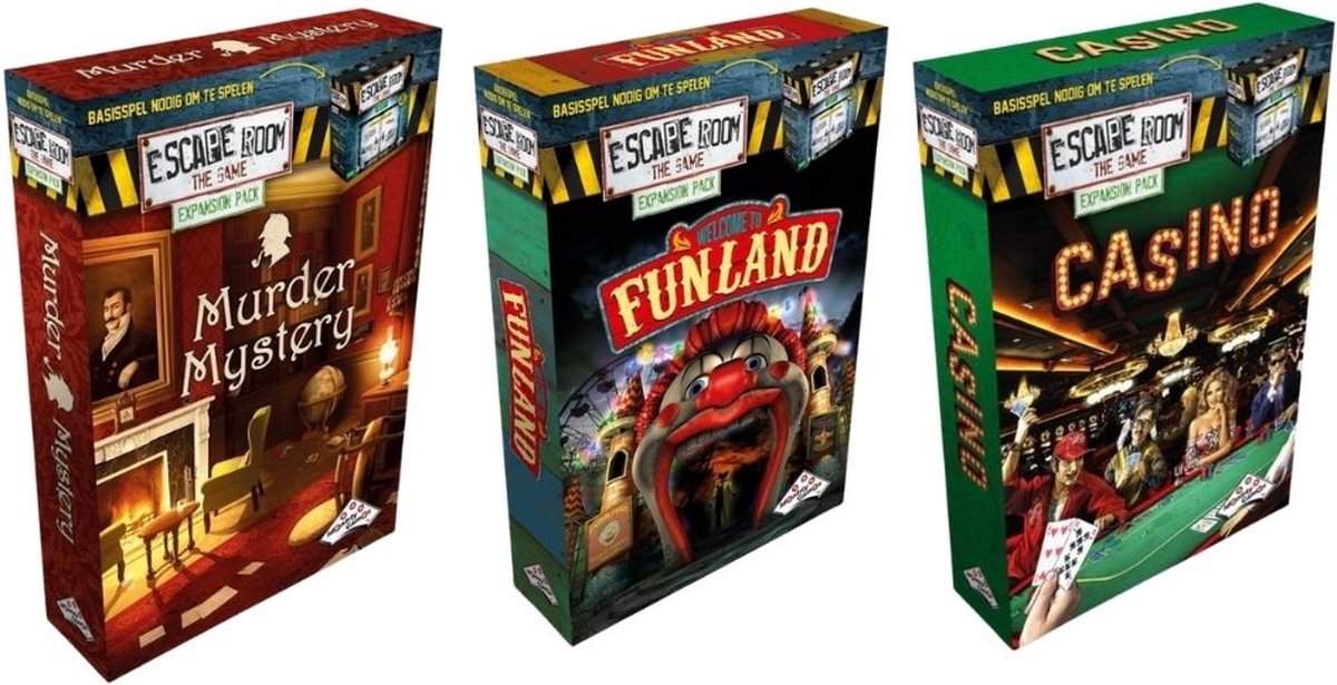 Uitbreidingsbundel - 3 Stuks - Escape Room - Murder Mystery & Funland & Casino