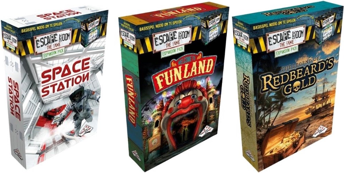 Uitbreidingsbundel - 3 Stuks - Escape Room - Space Station & Funland & Redbeards Gold