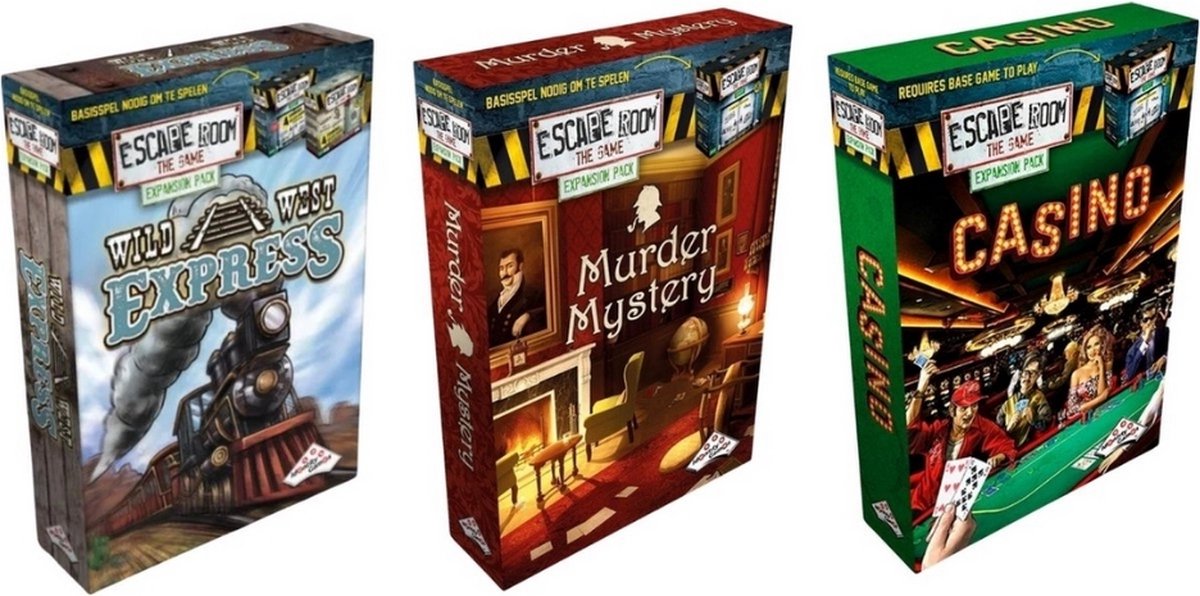 Uitbreidingsbundel - 3 Stuks - Escape Room - Wild West Express & Murder Mystery & Casino