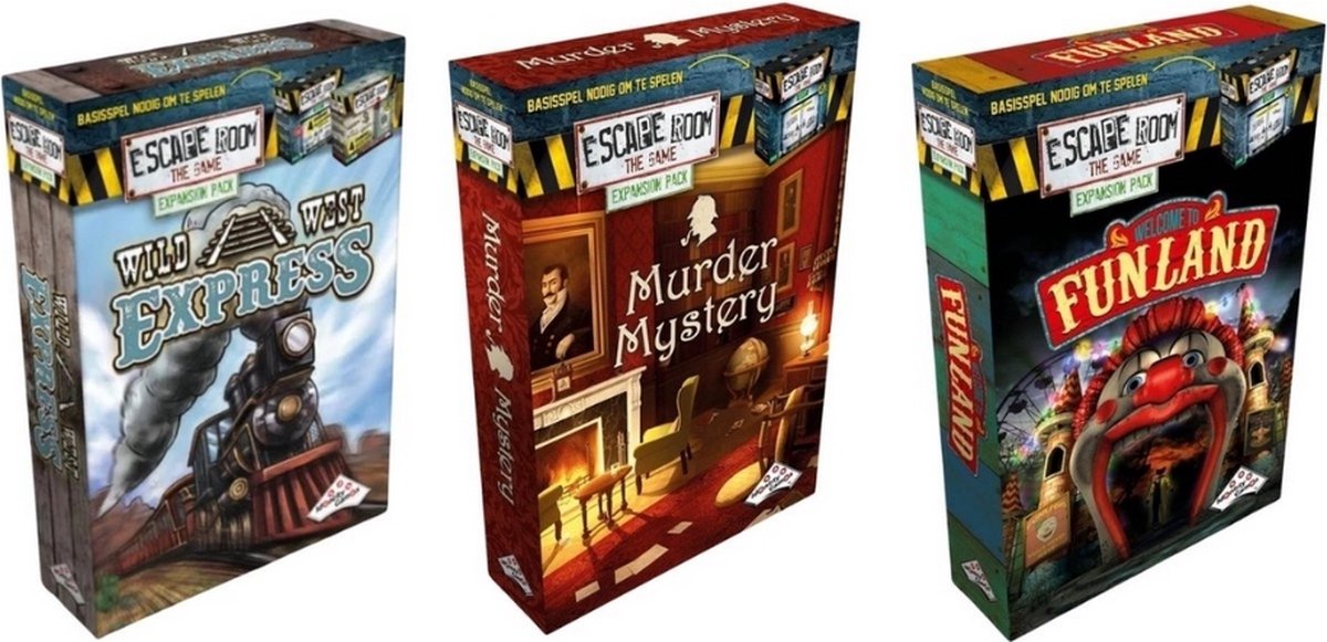 Uitbreidingsbundel - 3 Stuks - Escape Room - Wild West Express & Murder Mystery & Funland