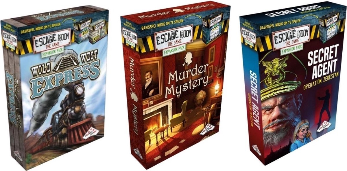 Uitbreidingsbundel - 3 Stuks - Escape Room - Wild West Express & Murder Mystery & Secret Agent