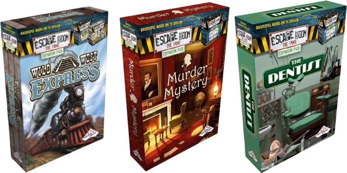 Uitbreidingsbundel - 3 Stuks - Escape Room - Wild West Express & Murder Mystery & The Dentist