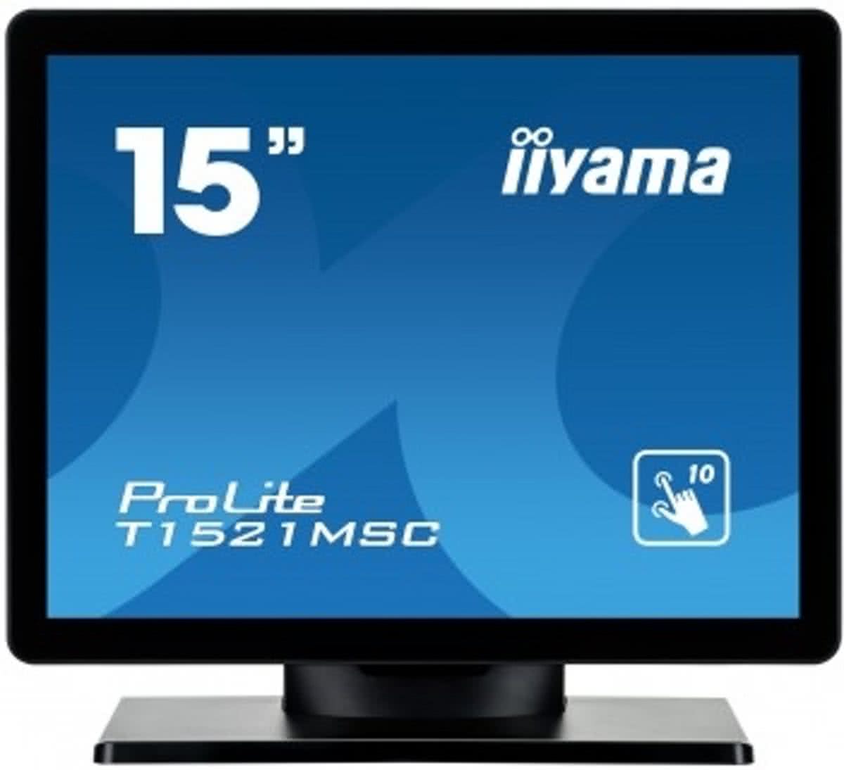 iiyama ProLite T1521MSC-B1 15 1024 x 768Pixels Multi-touch Tafelblad Zwart touch screen-monitor