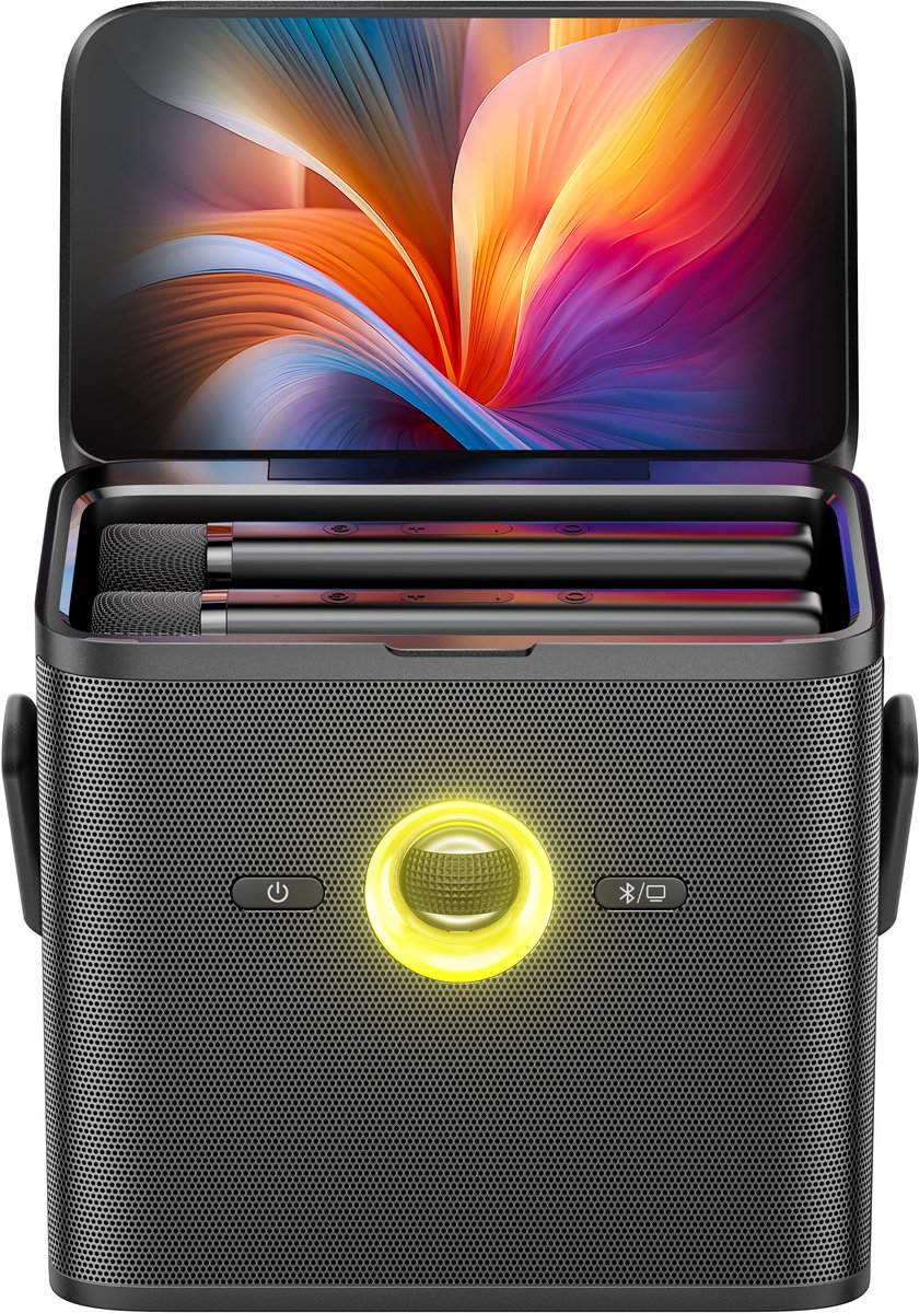   Karaoke set voor Volwassenen - Shell S3 - 2 Draadloze Microfoons - 80W - Gratis Karaoke App 6 maanden - HD scherm - Zwart